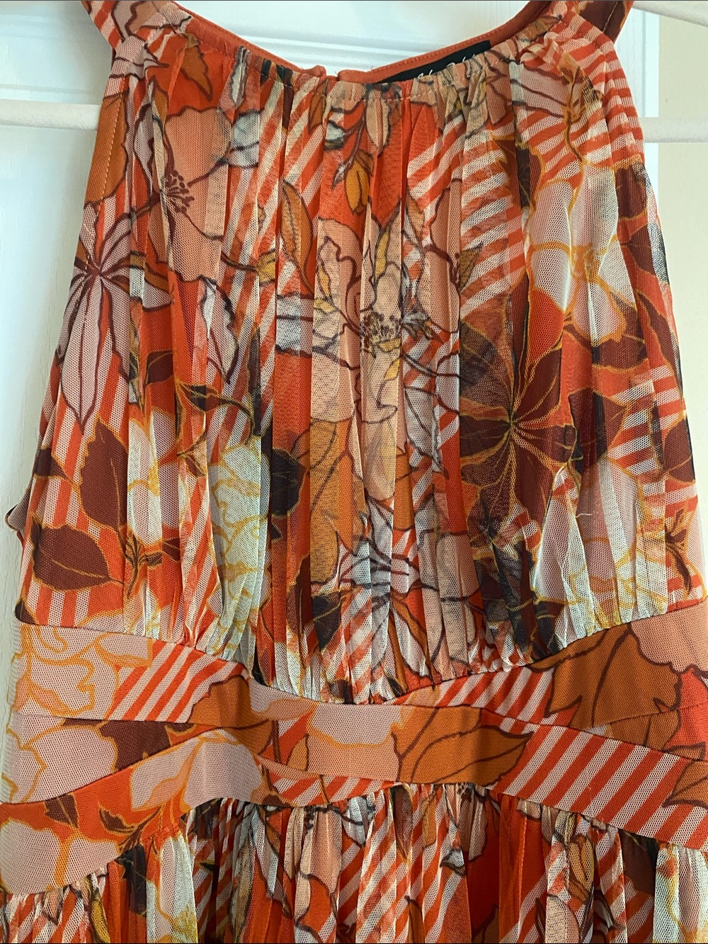 Candalite Petite FLORAL Halter Maxi Dress in Rust Orange, Yellow & Brown Sz LP - Picture 2 of 15
